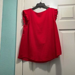 Red women's sleeveless dress shirt XL